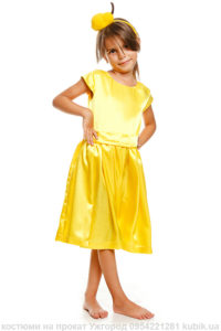 костюм грушки, дитяче жовте плаття та аксесуар грушка на обідочку