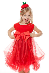 костюм помідорки для дівчинки. Червоне плаття та аксесуар на голову. на прокат (Ужгород)