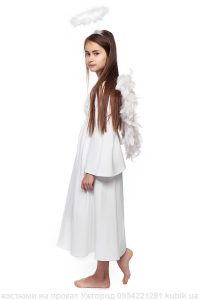 Костюм ангела для дівчинки на прокат. В комплекті плаття-сорочка, крила, німб. Прокат дитячих костюмів в Ужгороді.